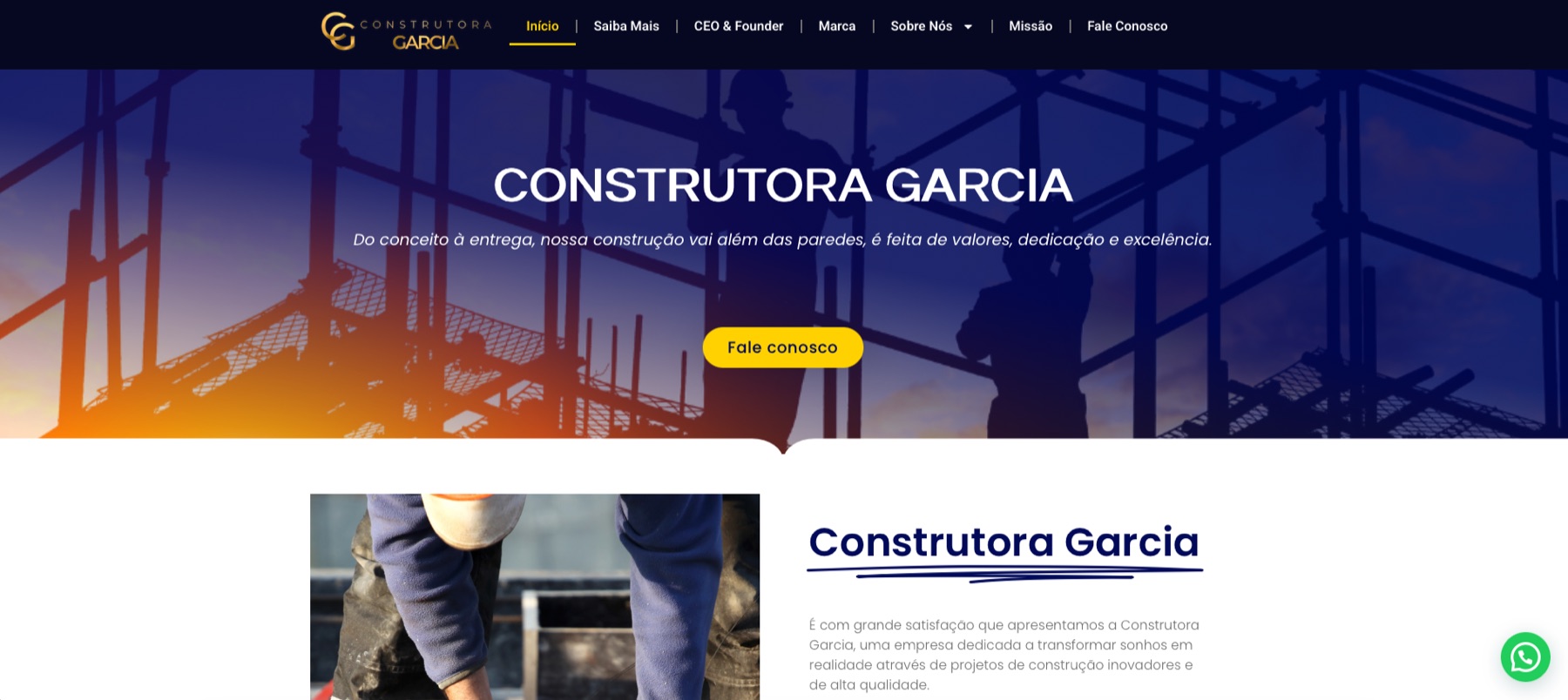 Interface do site Construtora Garcia